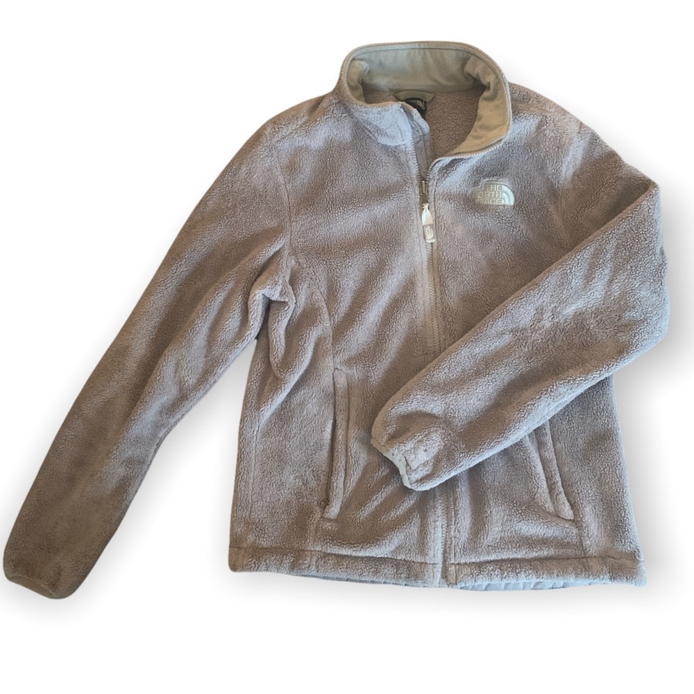 Fuzzy Light Gray North Face Jacket